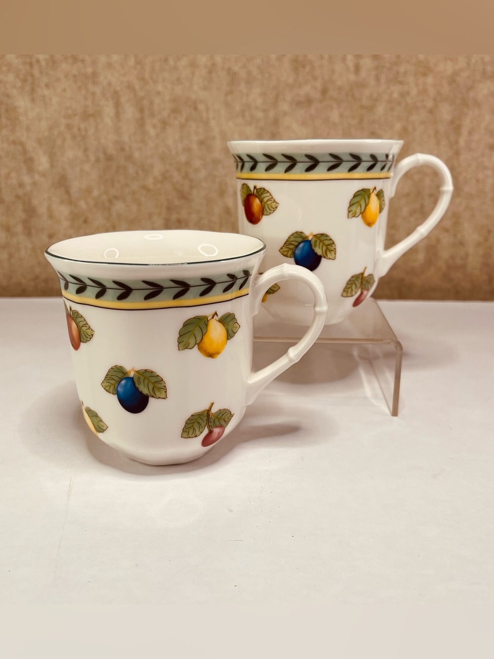 EUC Villeroy and Boch French Garden Fleurence Porcelain Germany +Mug Set of 2